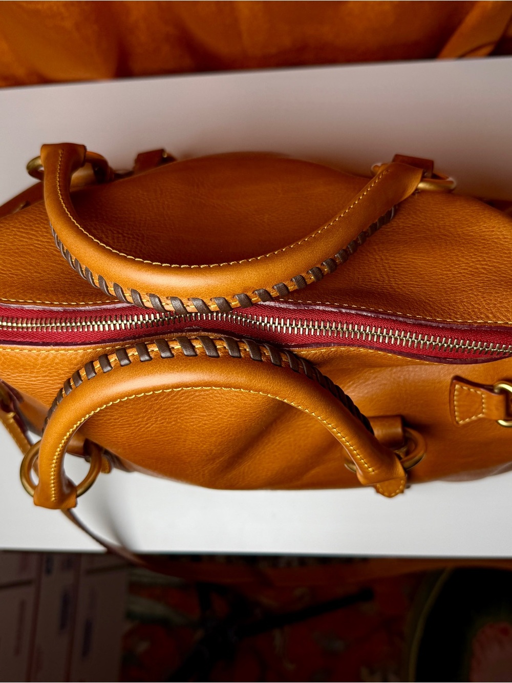 Dooney & Bourke Florentine Leather Satchel Natural Tan Bag J4844068 EUC Clean - Picture 12 of 12
